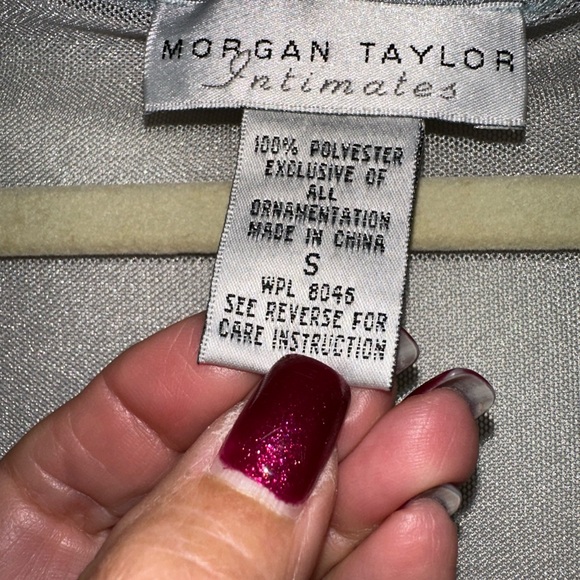 Morgan Taylor Intimates Women's Satin Nightgown SM Clay Blue Green Misty Color - Picture 2 of 11